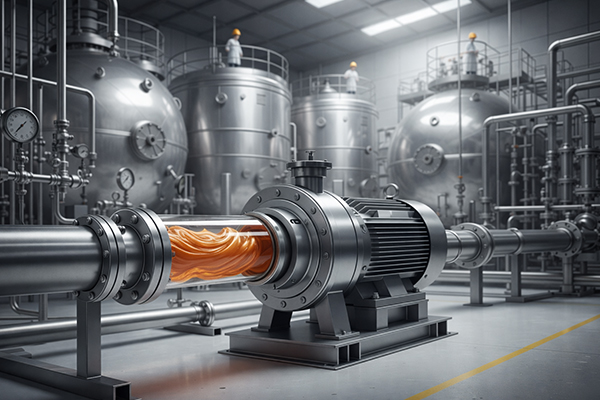 Rotary gear pump mounted in industrial setup for heavy liquid transfer