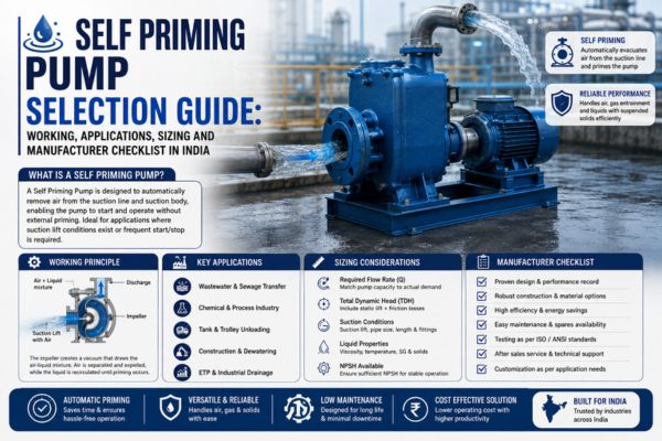 Self Priming Pump Selection Guide Working Applications Sizing and Manufacturer Checklist in India